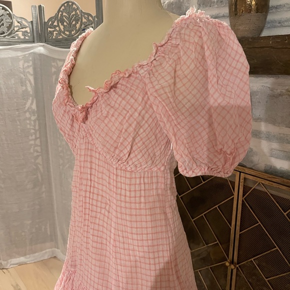LoveShackFancy pink cotton checked dress - Picture 3 of 6